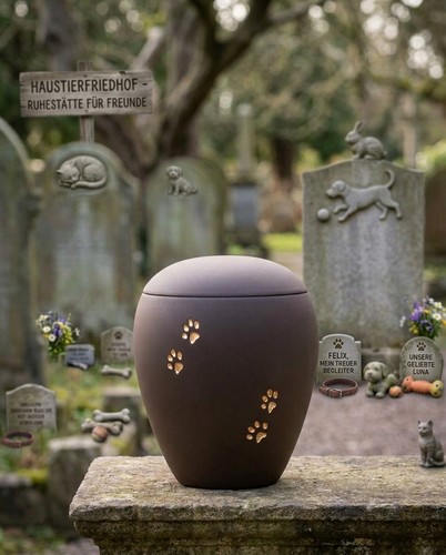 Keramik tierurne braun mit - keramik, braun,