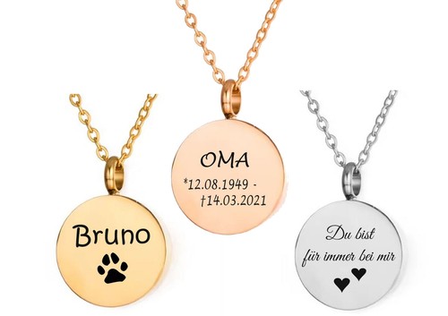 Asche medaillon rund kette - medaillon,